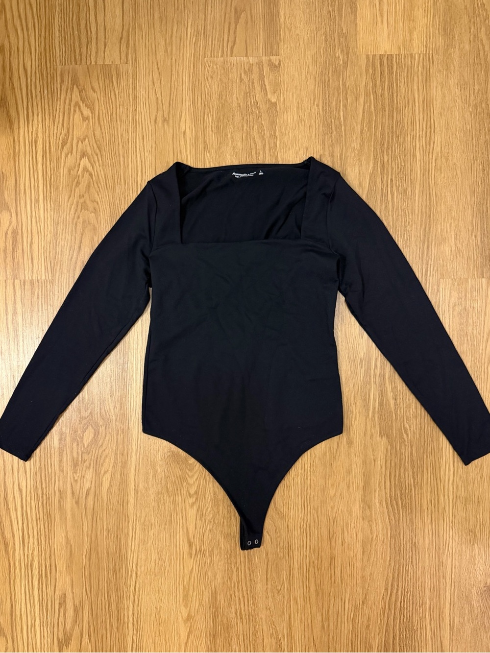 Abercrombie Black Long-Sleeve Square Neck One-Piece Bodysuit